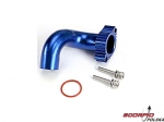 Header, blue-anodized aluminum (for rear exhaust e