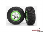 Tires & wheels, glued (SCT, chrome, green beadlock